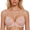 Wingslove Damen BH aus floraler Spitze - Lace BH mit Bügel, Soft Cup, Vollschalen (Rosa Beige, 80B)