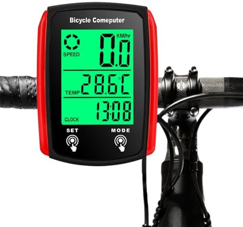 Bike Computer, Universal 19 Functions IP54 Waterproof Bicycle Speedometer Odometer, Cycle Computer with LCD Backlight Display Touch Screen, Automatic Start/Stop, Outdoor Cycling Exercise Accessories
