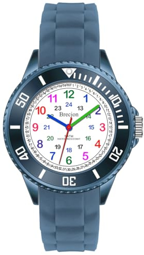 Brecjon Kinder Armbanduhr Jungen Mädchen Lernuhr Silikonuhr Kids 5ATM wasserdicht Silikonarmband