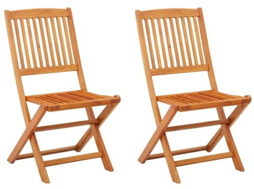 Outdoor-Sitzstühle für den Außenbereich, klappbar, Gartenstühle, 2 Stück, massives Eukalyptusholz