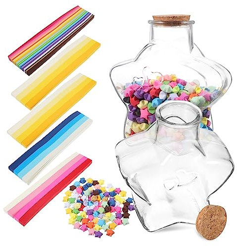 Alipis Origami-sterne-set Glasflasche Bastelbedarf Für Jungen Und Mädchen Erwachsene Heimdekoration