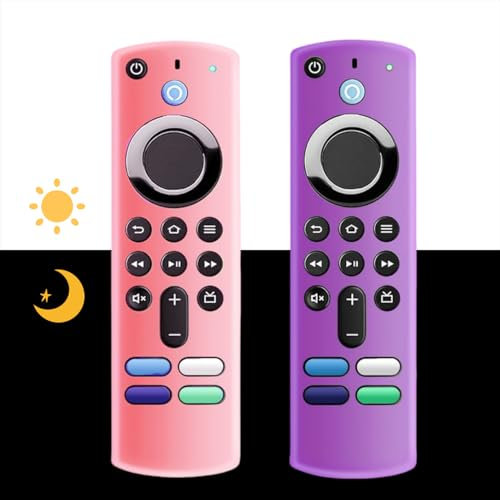 [2 Pack] Remote Cover Compatible with 3rd Gen Voice Remote, Anti Slip Silicone Protective Case Cover with Lanyard