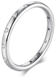 Beydodo Hochzeit Ring Weißgold 375, Ehering Einzeln 2MM Schmal mit Moissanit Trauringe Verlobungsringe für Frauen Gr.55 (17.5)