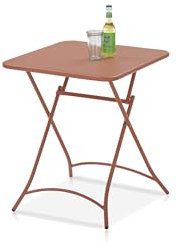 KHG Gartentisch Terracotta, wetterfest Eisen-Gestell für 2 Personen, quadratischer Balkontisch, Outdoor 72x60x60 cm, 50 kg belastbar