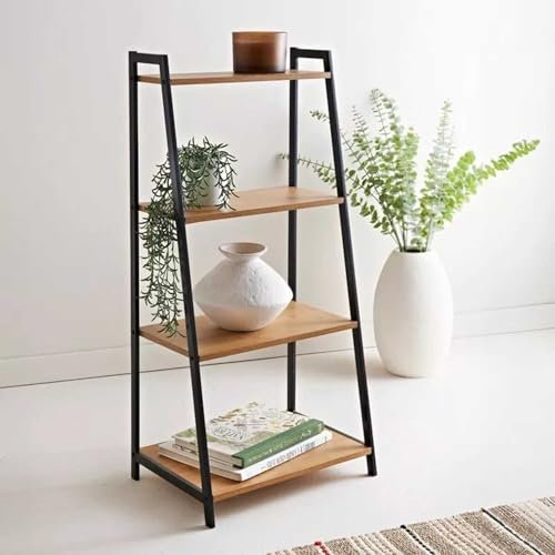 YORKSHIRE HOMEWARE Bamboo Ladder Bookcase | Bathroom Storage Rack Organizer | 4 Tier Freestanding Plant Display Stand | Space Saver Narrow Bookcase | Shelves for Bedroom Kitchen Balcony