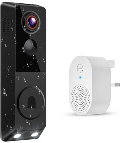 Cámara de video inteligente, cámara de vigilancia inalámbrica para interiores y exteriores, detección de movimiento, visión en vivo, visión nocturna, receptor de timbre incluido, audio bidireccional