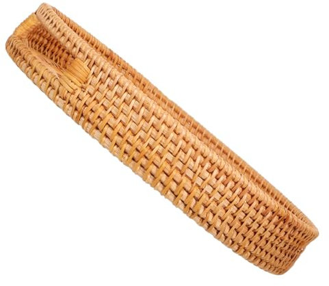 iplusmile Bandeja Redonda De Ratán Natural 14 Pulgadas con Asa Hueca para Servir Frutas Y Aperitivos Bandeja Tejida a Mano para Cocina Y Exteriores