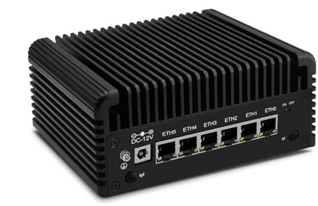 ROUAFWIT Micro Firewall Appliance, Mini PC, 12th Gen Core i3 N355 (Upgraded N305), OPNsense Soft Router, 6 x 2.5GbE I226-V, 3 Display, TF, Type-C, 16GB RAM 128GB SSD