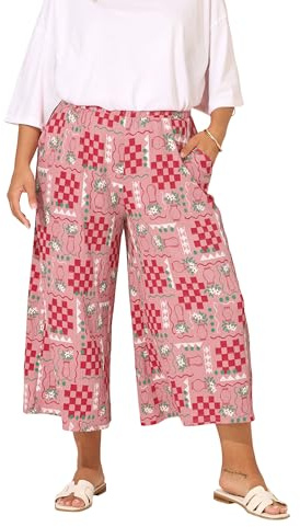 Yours Curve Floral Check Crinkle Midaxi Culottes - Women's - Plus Size Curve