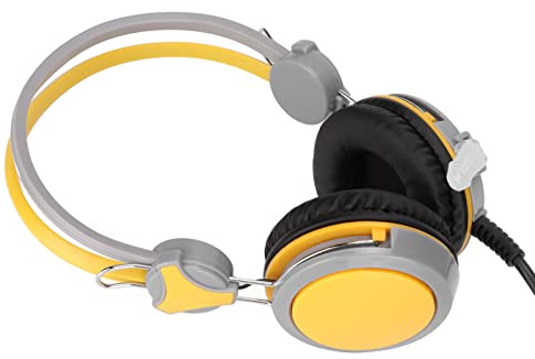 Goshyda Gaming-Headset mit Geräuschunterdrückung, Stereo, Bequemer Kabelgebundener Computerspiel-Kopfhörer für PC, Studium, Arbeit, Chat, Skype-Gaming, ABS-Lautsprecher 40 Mm (Yellow)