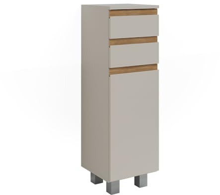 Vicco Midischrank J-Shape, Cashmere/Artisan, 30 x 95 cm mit 2 Schubladen