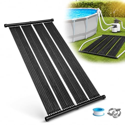 Mucola Poolheizung Solar Solarkollektor erweiterbar 305x80 cm Schwarz | Erwärmt Poolwasser bis +10°C, Anschluss / mm, für Filteranlage, Kollektoren koppelbar, UV-beständig, Outdoor, Garten