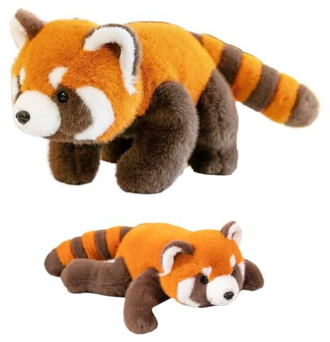 SKIKHN Roter Panda Kuscheltier, 30cm Kuscheltier Waschbär, Kawaii Panda Plüschtier, Flauschiger Stofftier Pandas zum Spielen, Roter Pandas Plüschtier, Geschenke für Weihnachten Geburtstag Braunrot