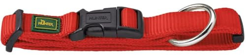 HUNTER VARIO PLUS Hundehalsung, Hundehalsband, Zugentlastung, robust, geschmeidig, Klickverschluss, M-L/2,0, rot