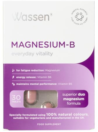 Wassen Magnesium-B | Reduces Tiredness & Fatigue | Vitamin B6 | 30