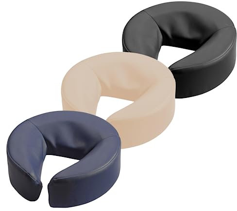 BodyPro Face Cushion for Massage Table - 9cm Multi-Layer Foam - Ergonomic Design - Universal Fit with Skin-Touch® PU Upholstery + Cradle Head Rest Pillow + Strong Velcro Attachments (Navy)
