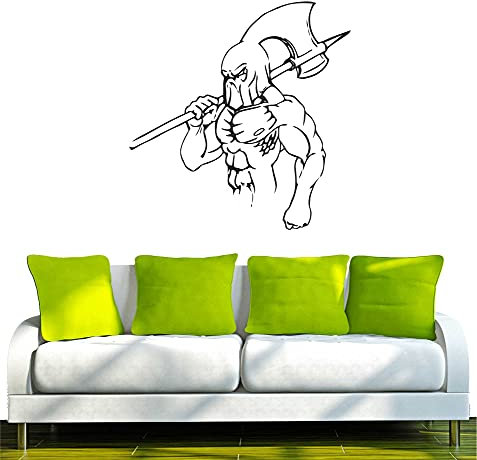WANDTATTOO/Wandsticker w116 Kämpfer, Axt, Fantasy Wandaufkleber 40x38 cm schwarz