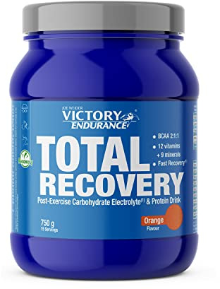 Victory Endurance Total Recovery - Optimise la Récupération Post-Entraînement – Avec Glutamine – BCAAs - Enrichie en Vitamines et Electrolytes – Goût Orange – 750g