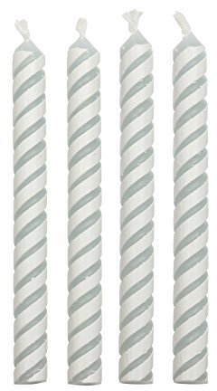 PME CA028 weiß gestreifte Kerzen, klein, Kunststoff, Ivory, 0.4 x 0.5 x 4.8 cm, 24 Stück