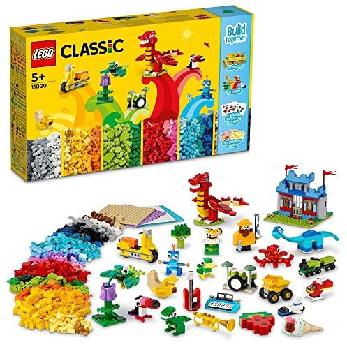 LEGO Classic 11020 Construire Ensemble, Boite de Briques pour Creer un Chateau, Train, etc