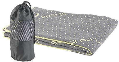 PEARL Sports Fitnesstuch rutschfest: 2in1-Mikrofaser-Yoga-Handtuch & Auflage, saugfähig, rutschfest, grau (Fitness Handtuch, Sporthandtuch, rutschfestes)