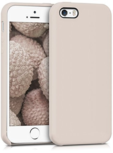 kwmobile Hülle kompatibel mit Apple iPhone SE (1.Gen 2016) / iPhone 5 / iPhone 5S Hülle - Silikon Handy Case - Handyhülle weiche Oberfläche - kabelloses Laden - Beige