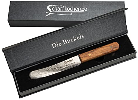 Buckels Exklusive Frühstücksmesser mit Wilder Damastklinge Griff: Olive