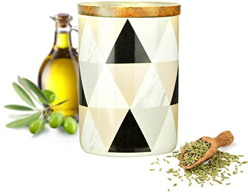 Sendez Vorratsdose 800ml mit Holzdeckel Gummidichtung Porzellan Vorratsbehälter Dose #6
