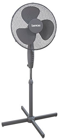 Benross 43840 16-Inch Standing Fan / Oscillating & Tilting Functions / 3 Speed Controls / Safe Mesh Fan Cover / Lightweight & Portable / Efficient 50W Power / Grey Colour