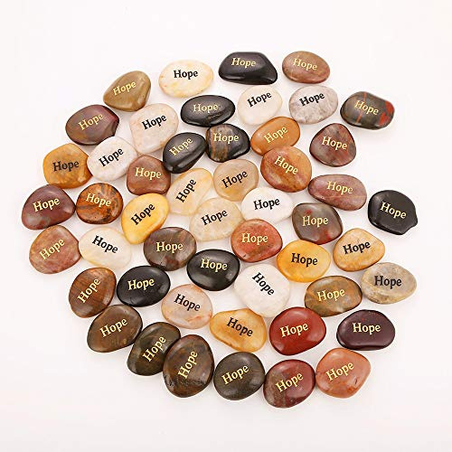 ROCKIMPACT 50PCS HOPE Engraved Inspirational Rocks, Sentimental Gifts, Self Motivational Treat, Encouragement Message Stone Pebble Keepsake, Wholesale Price, 5-8cm (2-3) each