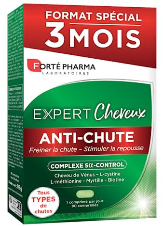 Forté Pharma - Expert Anti-Chute | Complément Alimentaire Cheveux - Tous Types de Chutes | Objectif Force et Densité | Format 3 mois = 90 comprimés