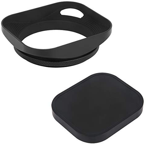 Haoge LH-B58P 58mm Metall Rechteckig Einschrauben Aushöhlen Sonnenblende Gegenlichtblende mit Kappe für Leica Leitz Messsucherkamera Objektiv mit 58mm E58 Filtergewinde Schwarz