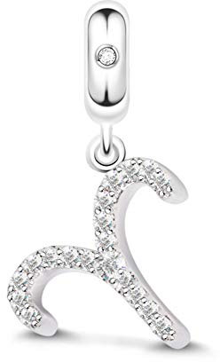 GNOCE Sternzeichen Charms Constellation Charms Anhänger Sterling Silber Sternzeichen Dangle Charms mit Zirkonia fit für Armband/Halskette Frauen Mädchen (Widder)