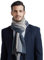 WANYING Herren Kaschmir Schal (65% Wolle+35% Kaschmir) Wolleschal Strickschal Herrenschal Extra Warm Weich für Winter Herbst - Gestreift Anthrazit & Dunkelbeige