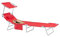SoBuy Sonnenliege klappbar Gartenliege Liegestuhl klappbar mit Sonnendach & Kopfkissen & Seitentasche Strandliege Balkon Relaxliege 155x56x81cm für Gartenmöbel Terrasse Camping Rot OGS48-R