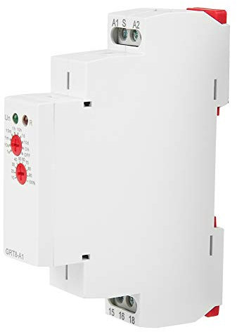 GRT8-A1 - Relé temporizador de encendido, pequeño, con interruptor de encendido, en carril DIN de 0,1 s a 10 días, CA/CC 12-240 V
