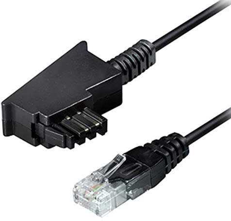 Sat-Fox 3m TAE RJ45 DSL VDSL Internet Kabel - schwarz - passend für Fritz Box/Speedport WLAN Voip Router IP Anschlußkabel