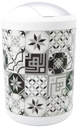 BM 4802 Pattumiera Bagno Basculante Cestino Spazzatura Bidoncino Bagno 3L Grigio Geometrico, Diversi Colori a Scelta, Realizzata in Polipropilene