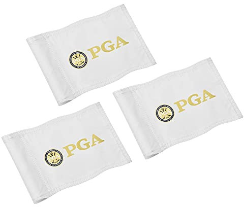 COGOLFING Golf Flag Mini, Double-Sided PGA National Flag with Regular Tube, Double-Sewn Durable 420D Nylon Golf Pin Flags for Backyard Landscape, 8L x 6H, White, 3-pack