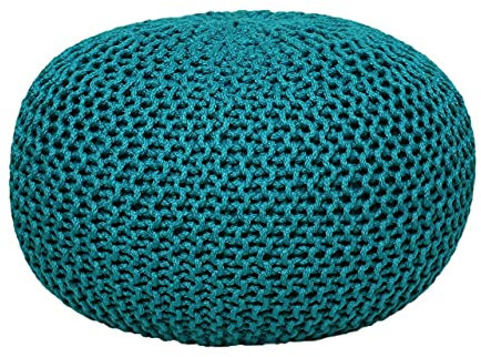 kreatives Wohnen Pouf Sitzpouf Strickhocker Strickpuff Ø 55 cm Innen & Außen waschbar Brillante Farben! türkis - Navigate Premium