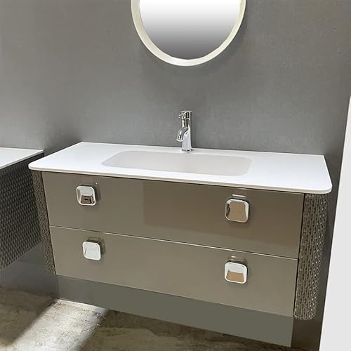 ByCA Meuble Salle de Bain à Suspendre 120 cm Gris avec Plan Vasque - 2 tiroirs - Madison
