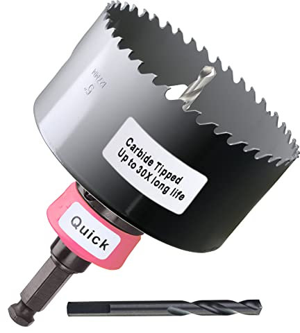 WoWSupM 12,7 cm Hartmetall-Lochsäge, tiefer Schnitt, 6 cm für mehrere Materialien, winterharte Planke, MDF, eingebettetes Holz, weiches Metall, Luftziegel