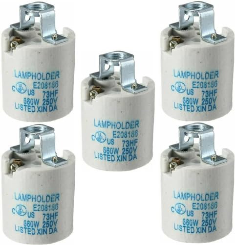LEDSone Keramik-Porzellan ES27 E27 Edison-Schraube Wärme Vintage Lampe Halter mit Halterung (3 Stück, Form 3) (Stil 6, 5 er-Pack)