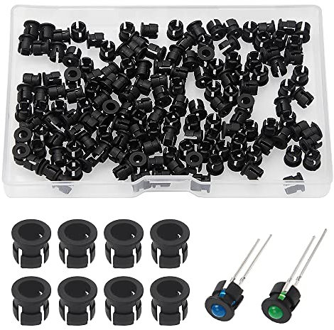 Lyeteung 150 Stücke 3mm Plastik Schwarz LED Dioden Halter, LED Lampenfassung, Klipp Lünette Befestigung Diode Halterung, LED Fassung, LED Einbauclip
