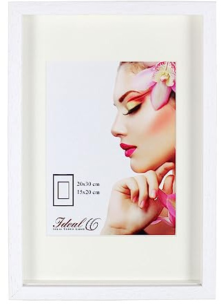 IDEAL TREND 3D Objektrahmen Holz Bilderrahmen Shirt Trikot Wanddeko Rahmen Collage Poster S223: Farbe: Weiß | Format: 20x20