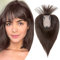 Clip-In Extensions Echthaar Topper Haarteile Glatt Toupet Haarverdickung Haarverlängerung für Frauen 7A Remy Haare 7x13cm Base 15cm-27g 02# Dunkelbraun