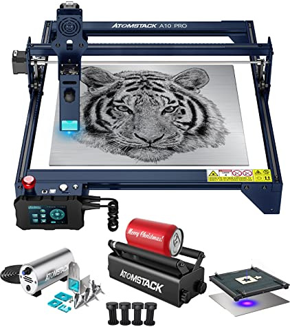 ATOMSTACK A10 PRO Laser Graviermaschine mit Air assist, Laser Honeycomb 380x284x22mm, Offline-Gravur CNC Schneidemaschine 10W Laserkopf, DIY Gravierer für Holz Metall Glas Keramik, 410 x 400mm