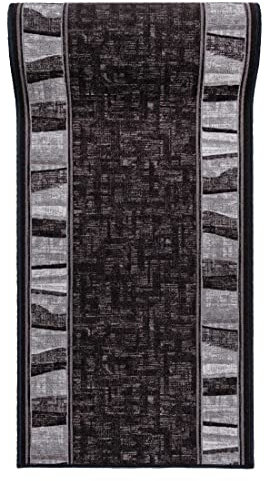 Mazovia rutschfest Teppich Läufer Flur - Modern Geometrische Muster Teppichläufer - Kurzflor Flurläufer für Vorzimmer, Schlafzimmer, Küche - ÖKO-TEX Zertifiziert - Meterware Grau - 100 x 850 cm
