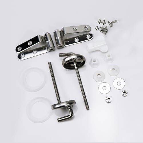 Fanmitrk Metal Toilet Seat Hinge-Stainless Steel Toilet Seat Fittings,Replacemetal Hinge with Fittings and Repair Parts, for Most Wooden Seat (BXG02)