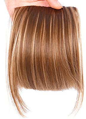 Clip in Pony Echthaar,Haarschmuck Bangs Clip Remy Echthaar Fringe mit,100% Human Haar natürlich Hell Gold, Pony Haare für Frauen Strohblond